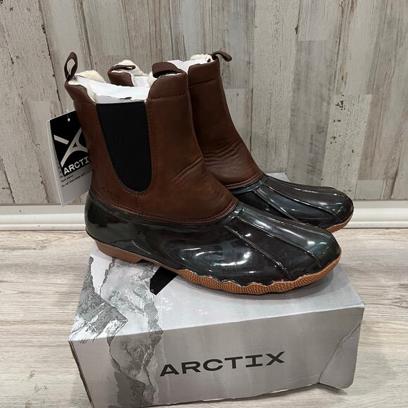 New! Arctix Faux Leather Brown McKenzie Duck Boots Rubber Womens Size 10 - Picture 1 of 6